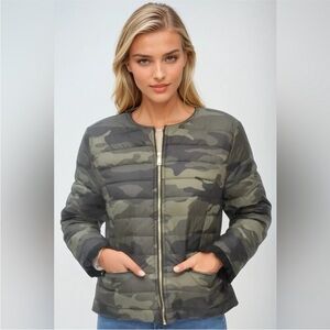 NWT Ciao Milano Carmen Down Camouflage Puffer Jacket S